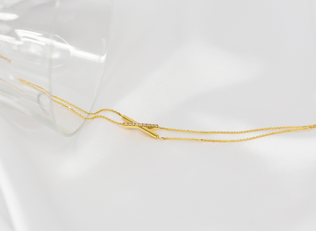 Bracelet « Lien précieux » or et zirconium