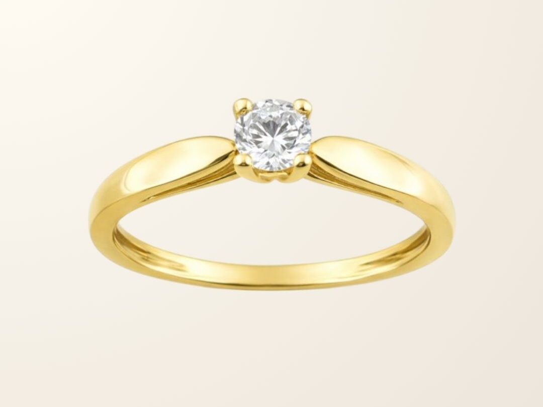 Solitaire Amélie - Or jaune 18cts & Diamant naturel