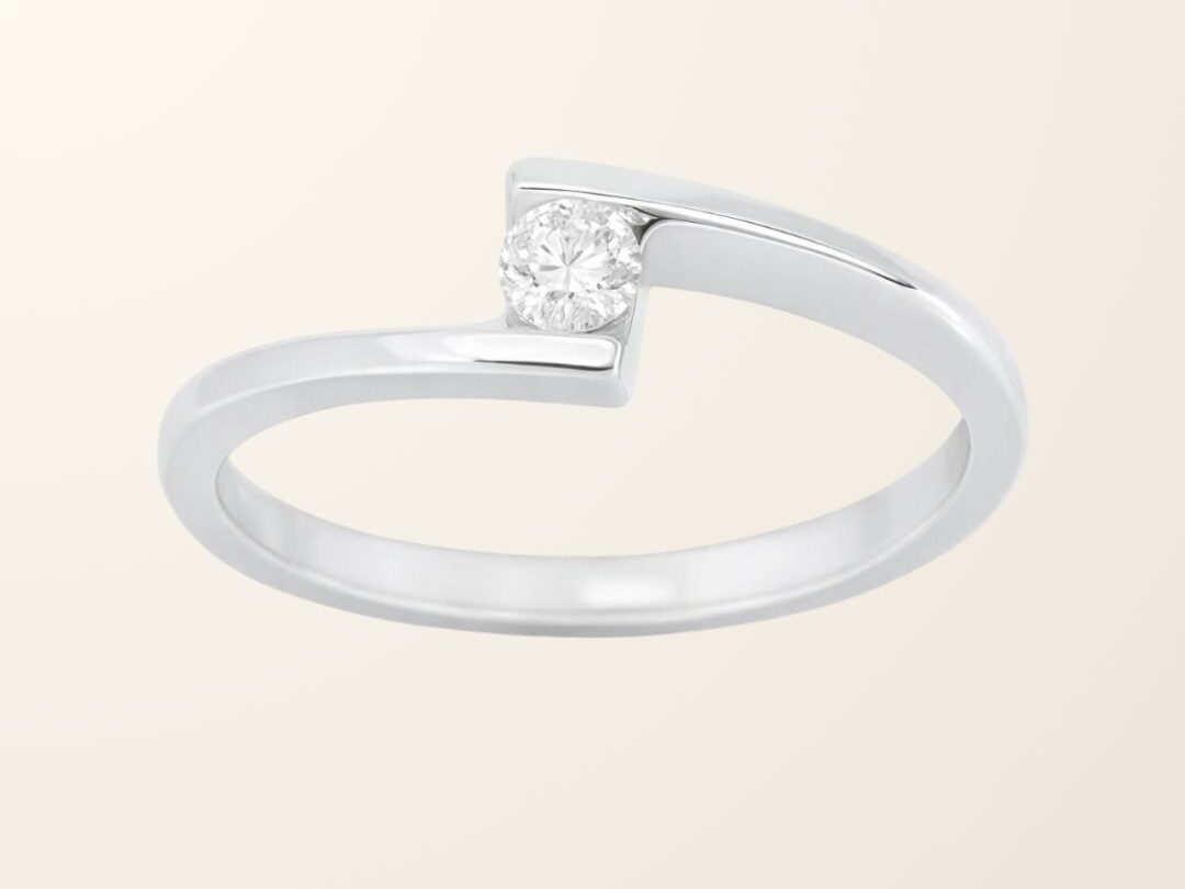 Solitaire Éva - Or blanc 18cts & Diamant naturel
