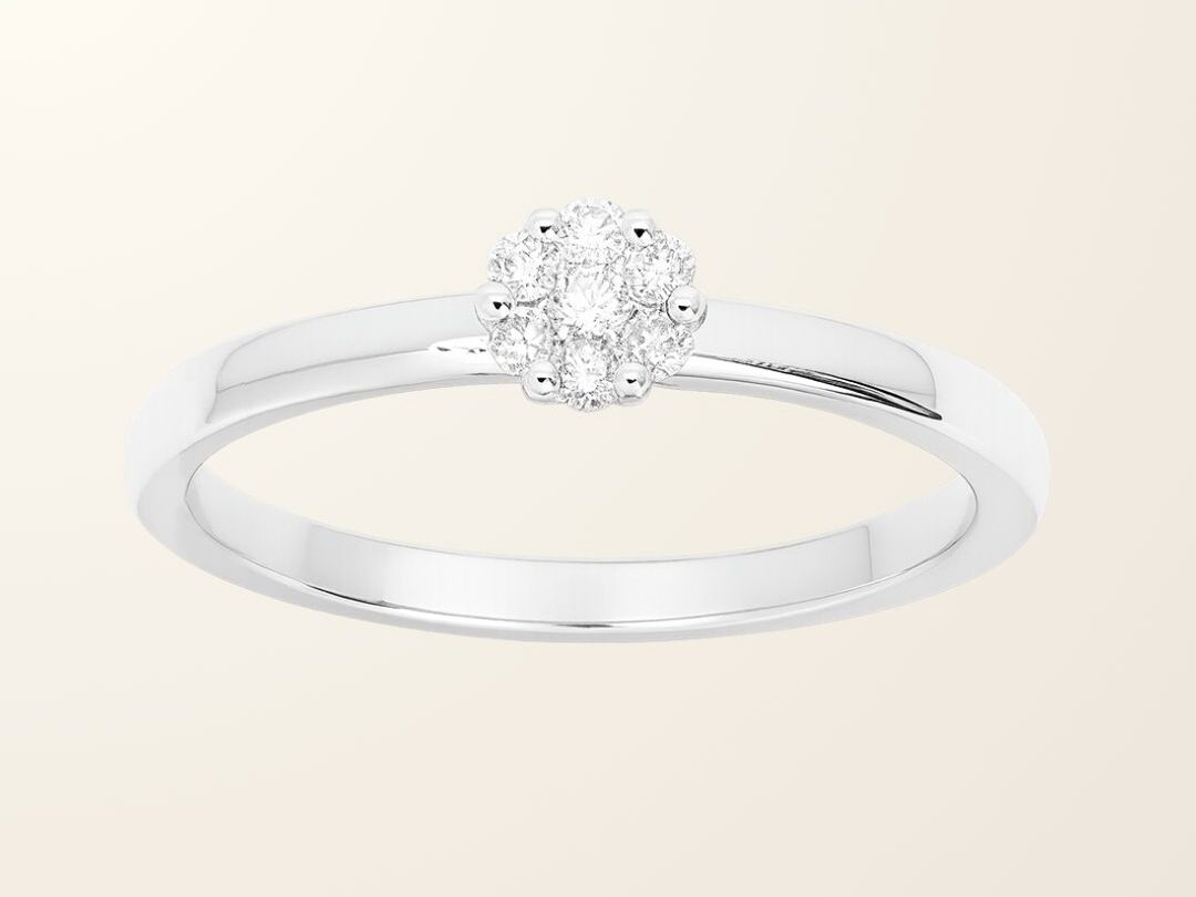 Solitaire Flora - Or blanc 18cts & Diamants naturels