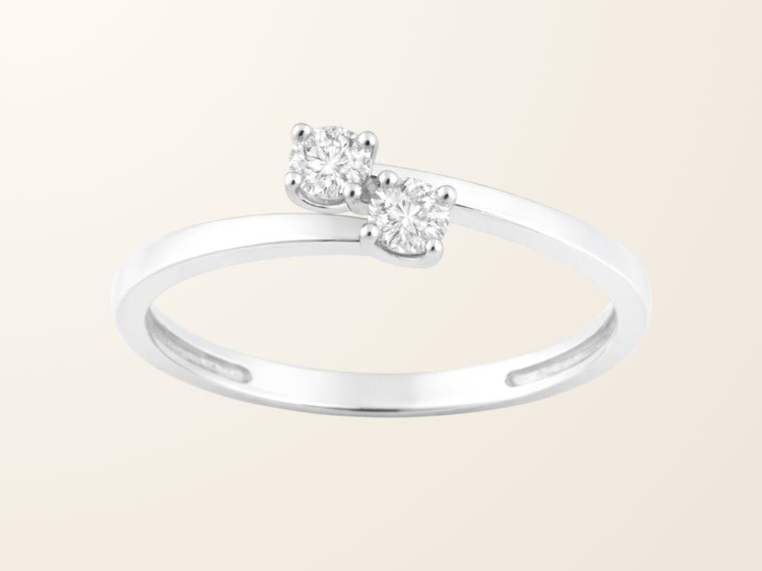 Bague Toi & Moi - Or blanc 18cts & Oxydes