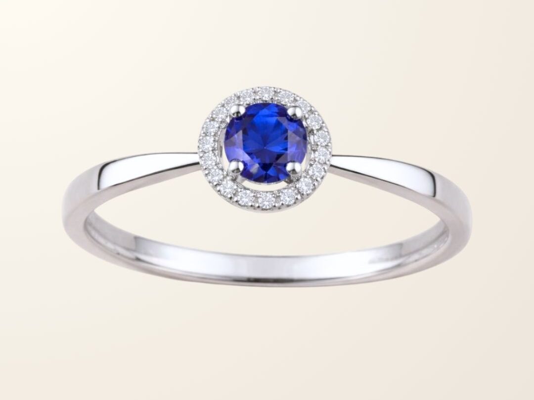 Bague Emma - Or blanc 9cts - Saphir & Oxydes