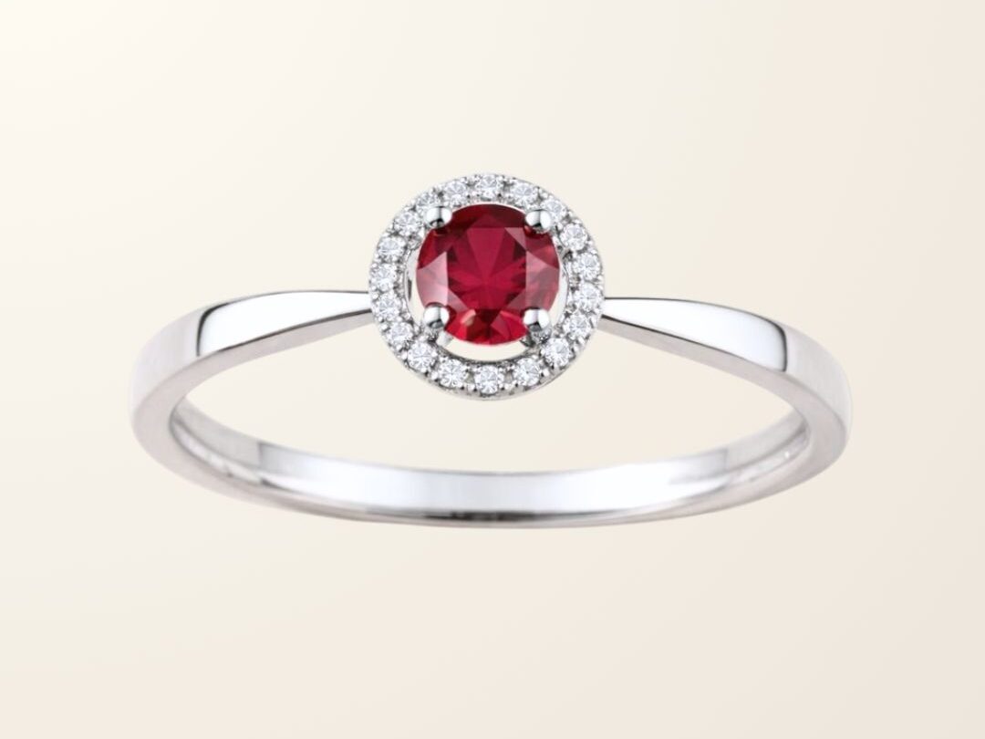 Bague Emma - Or blanc 9cts - Rubis & Oxydes