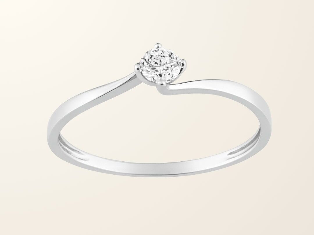 Solitaire Iris - Or blanc 9cts & Oxyde