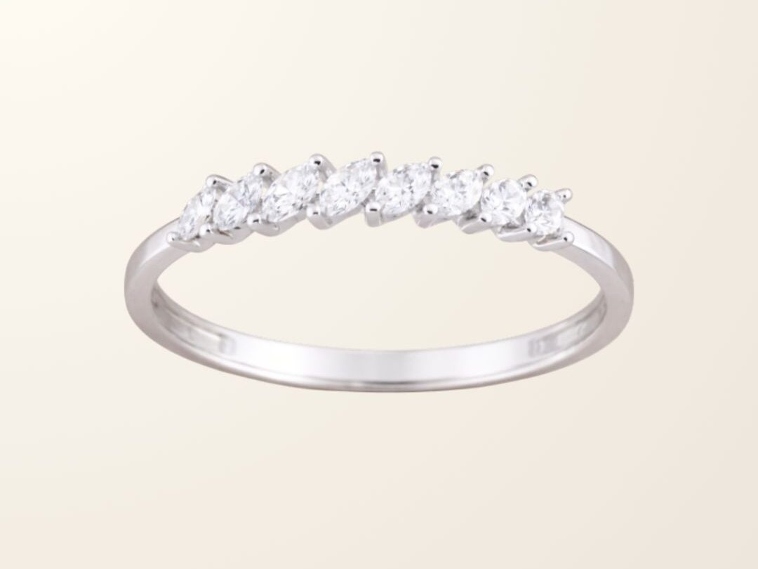 Bague Louise - Or blanc 9cts & Oxydes
