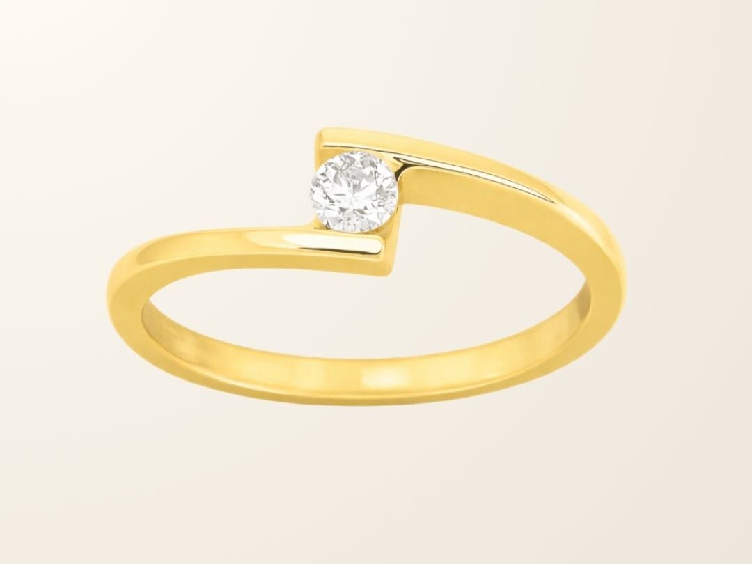 Solitaire Éva - Or jaune 18cts & Diamant naturel
