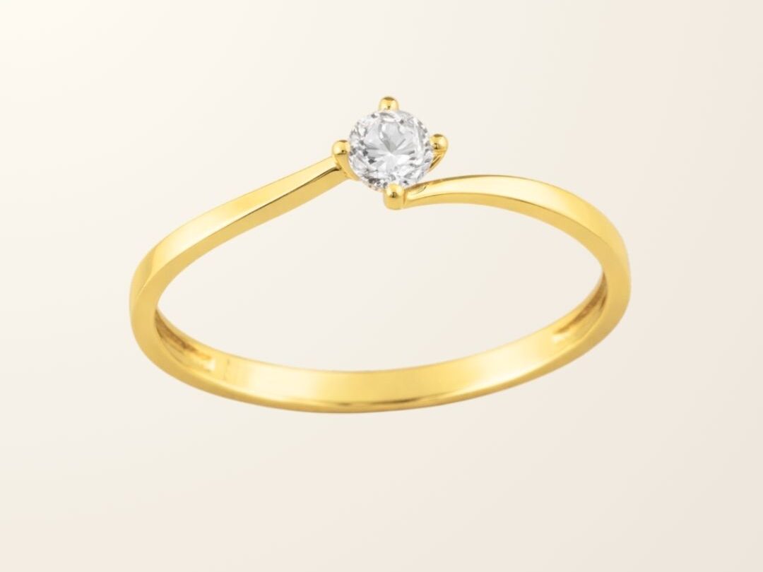 Solitaire Iris - Or jaune 9cts & Oxyde