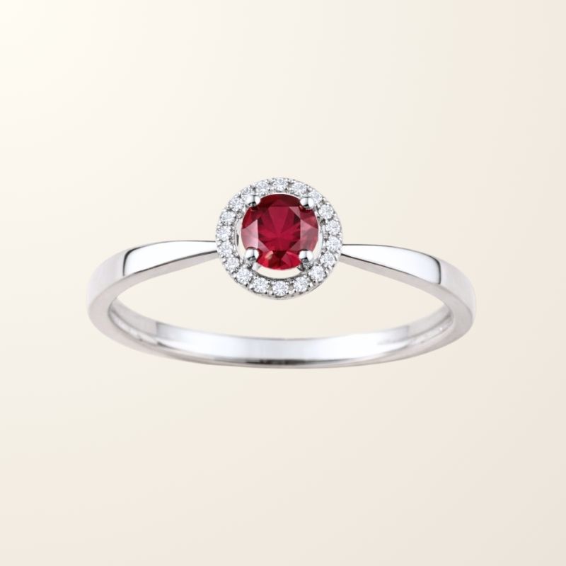 Bague Emma - Or blanc 9cts - Rubis & Oxydes