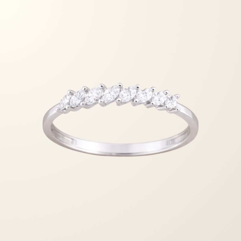 Bague Louise - Or blanc 9cts & Oxydes