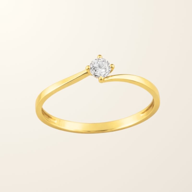 Solitaire Iris - Or jaune 9cts & Oxyde