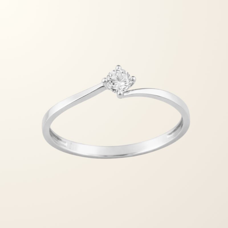 Solitaire Iris - Or blanc 9cts & Oxyde