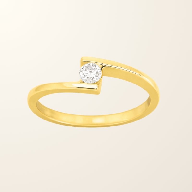 Solitaire Éva - Or jaune 18cts & Diamant naturel