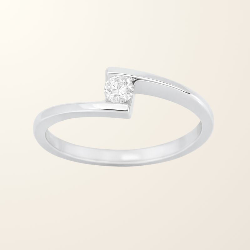 Solitaire Éva - Or blanc 18cts & Diamant naturel