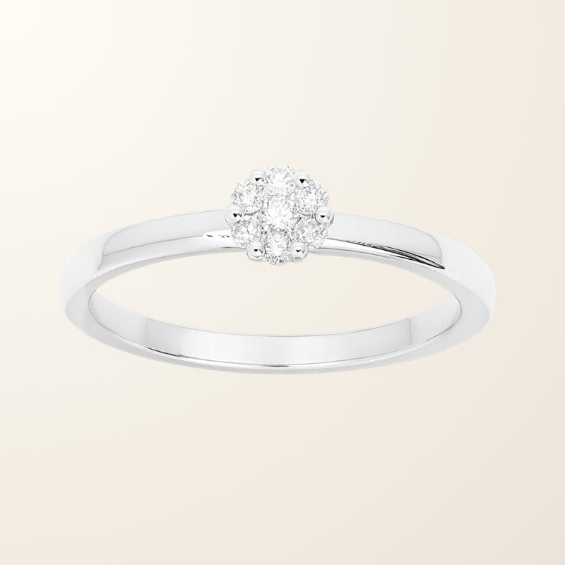 Solitaire Flora - Or blanc 18cts & Diamants naturels