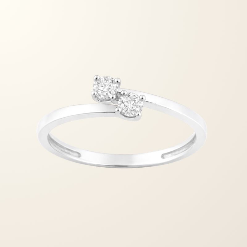 Bague Toi & Moi - Or blanc 9cts & Oxydes