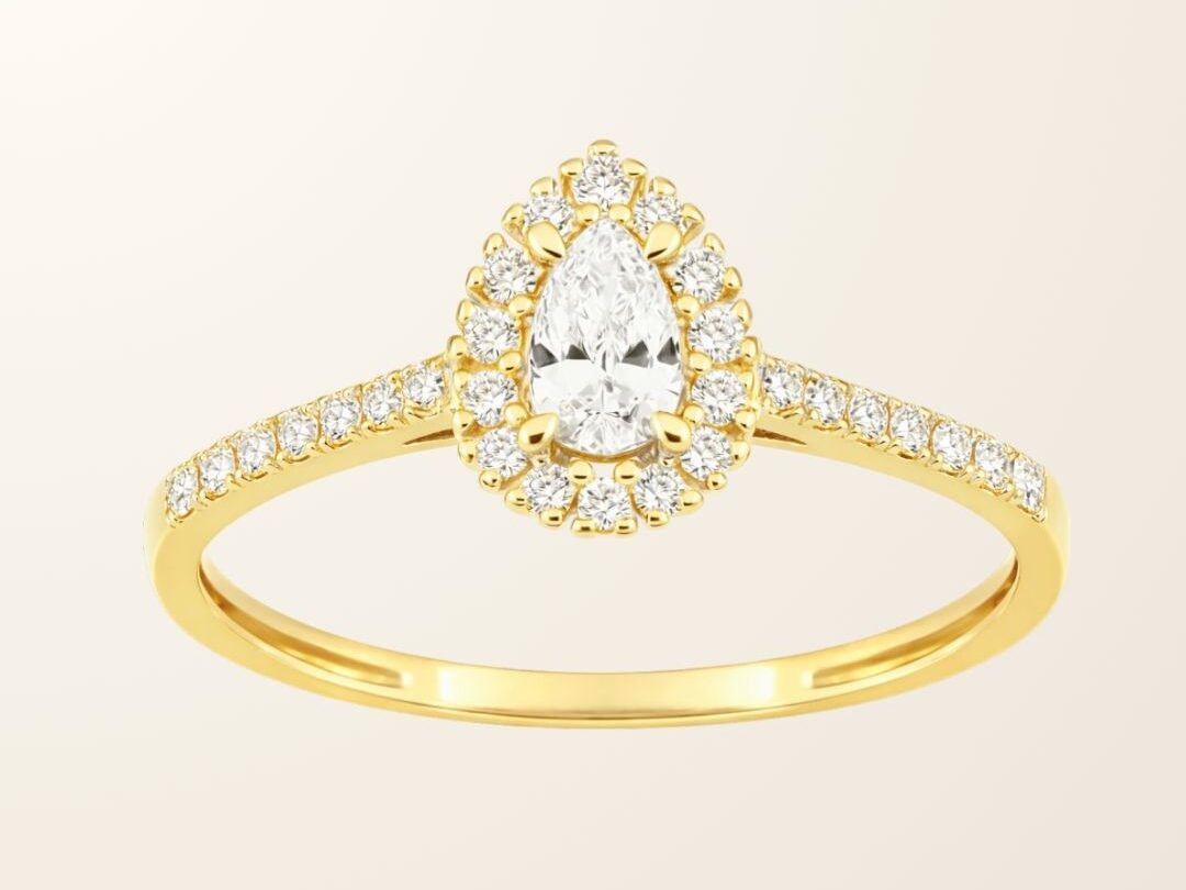 Bague Lola - Or jaune 9cts & Diamants de synthèse