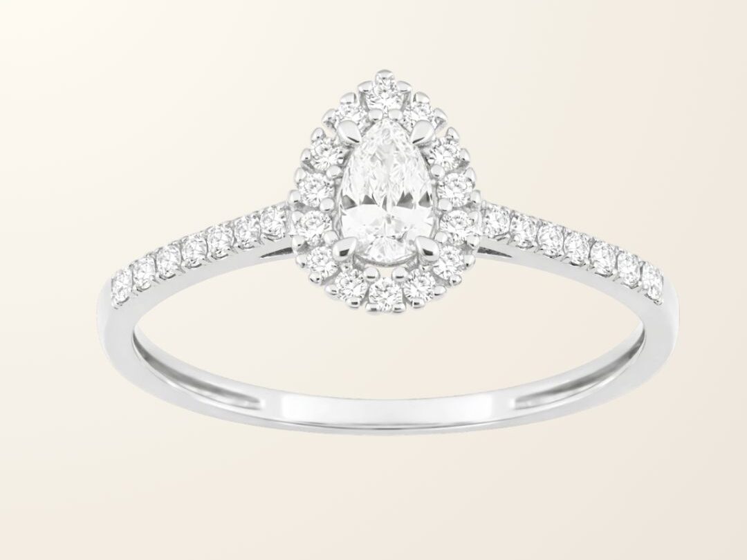 Bague Lola - Or blanc 9cts & Diamants de synthèse