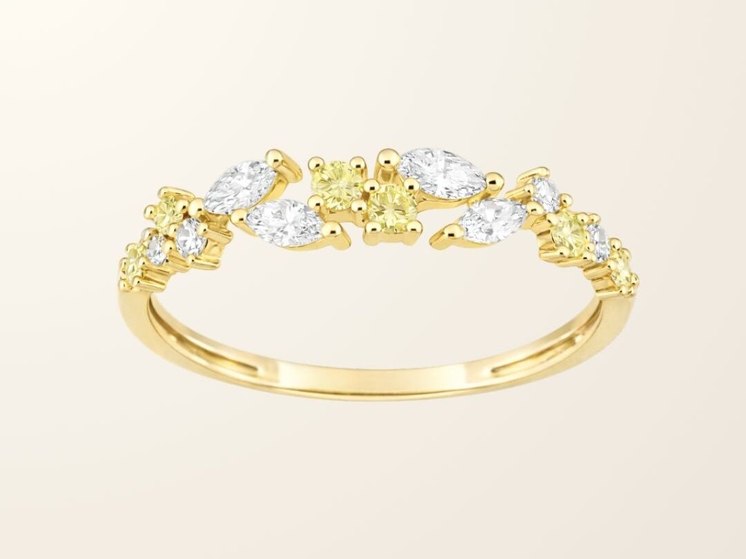 Bague Gaëlle - Or jaune 9cts & Diamants de synthèse