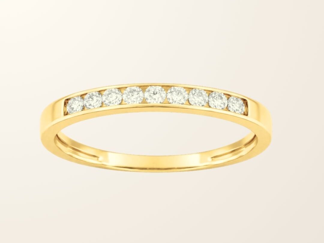 Bague Adèle - Or jaune 9cts & Diamants de synthèse