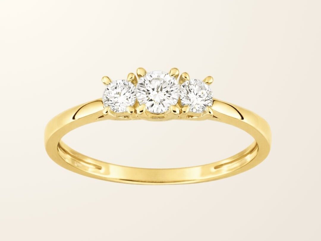 Bague Olivia - Or jaune 9cts & Diamants de synthèse