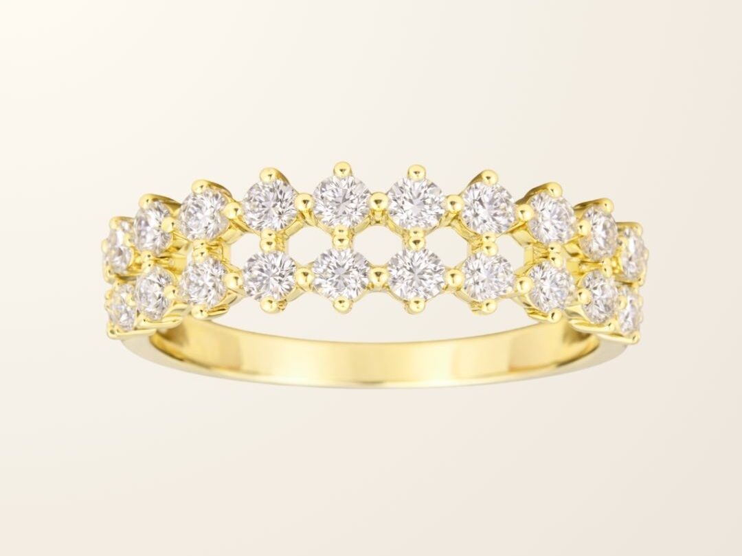 Bague Alba - Or jaune 9cts & Diamants de synthèse