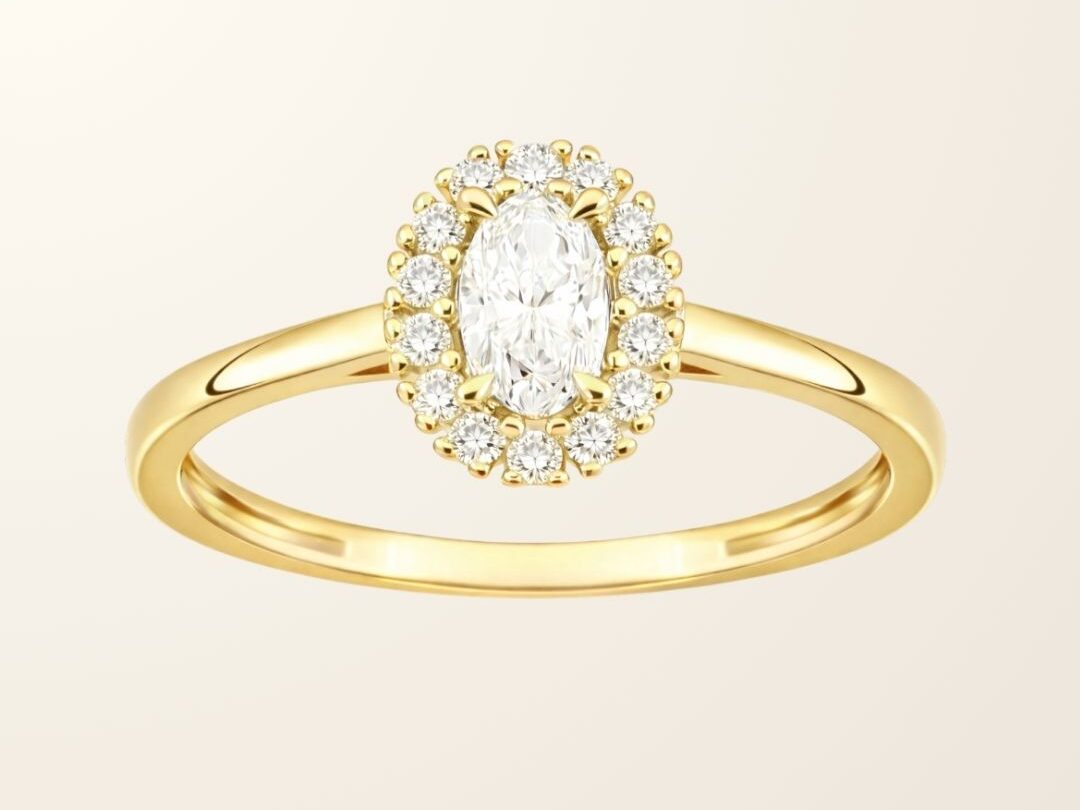 Bague Cécile - Or jaune 9cts & Diamants de synthèse