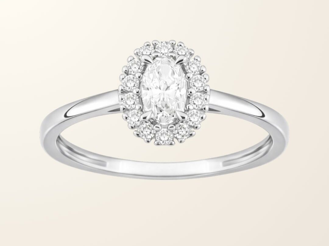 Bague Cécile - Or blanc 9cts & Diamants de synthèse