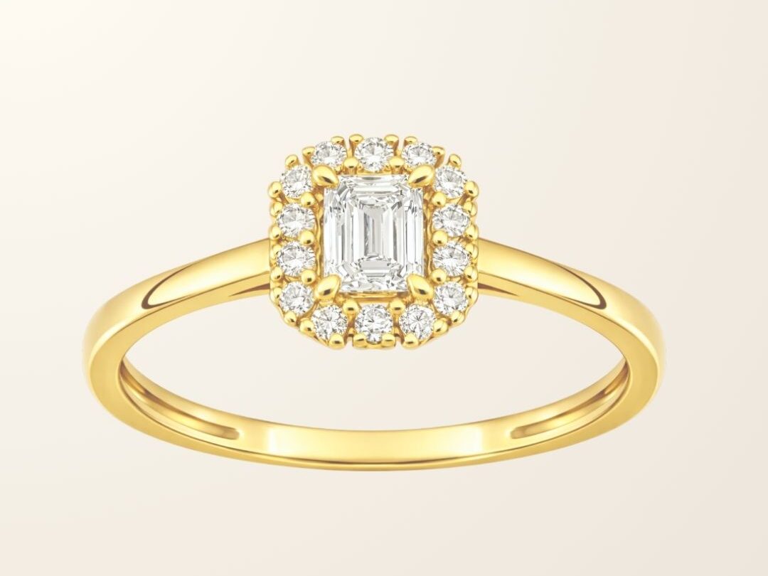 Bague Lucie - Or jaune 9cts & Diamants de synthèse