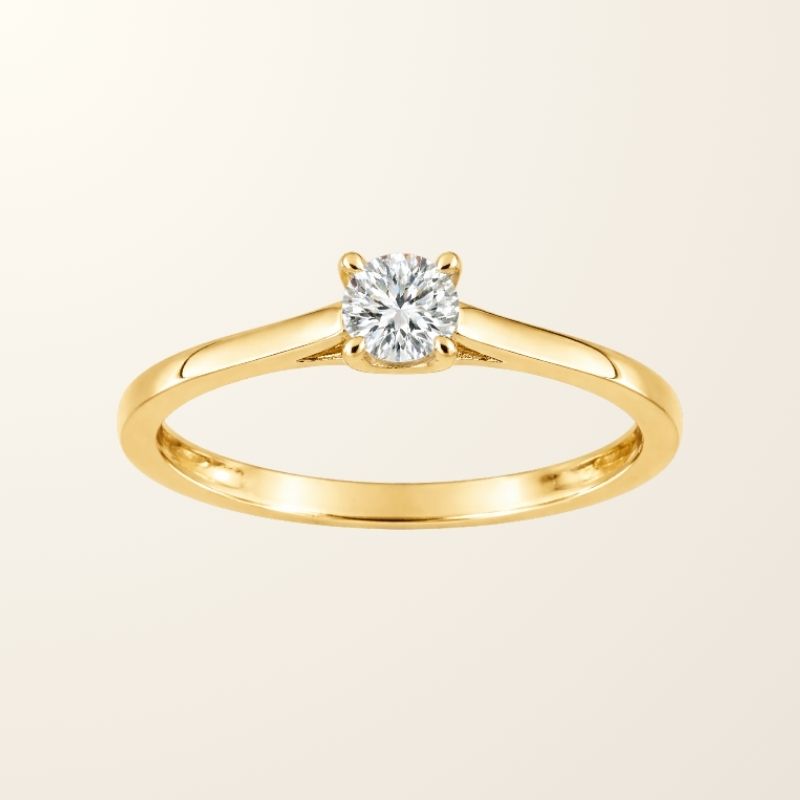 Solitaire Chloé - Or jaune 9cts & Diamant de synthèse