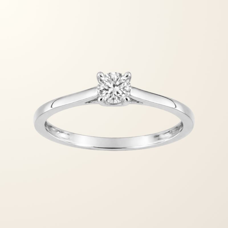 Solitaire Chloé - Or blanc 9cts & Diamant de synthèse