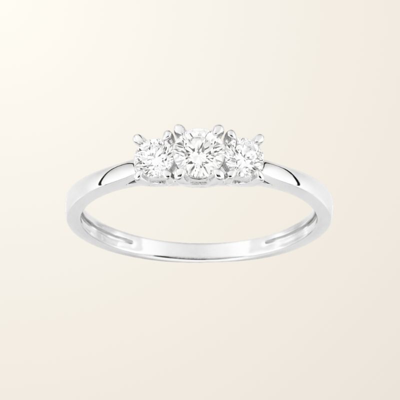 Bague Olivia - Or blanc 9cts & Diamants de synthèse