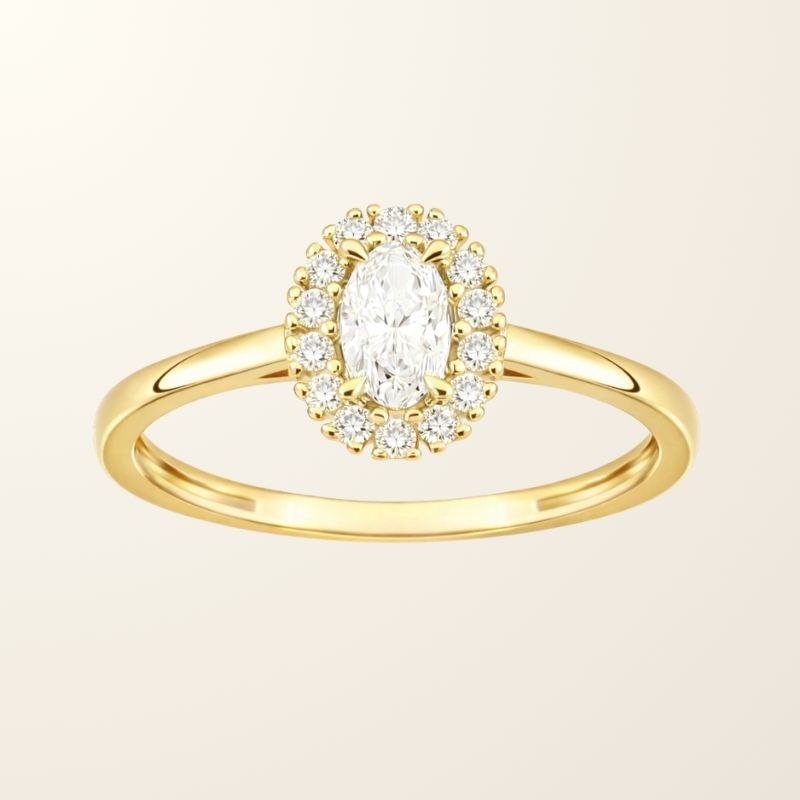 Bague Cécile - Or jaune 9cts & Diamants de synthèse