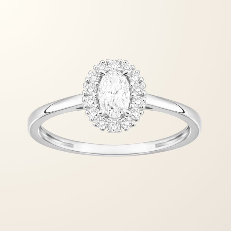 Bague Cécile - Or blanc 9cts & Diamants de synthèse