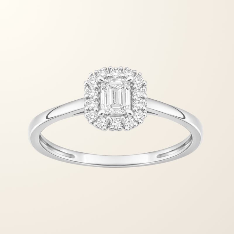 Bague Lucie - Or blanc 9cts & Diamants de synthèse