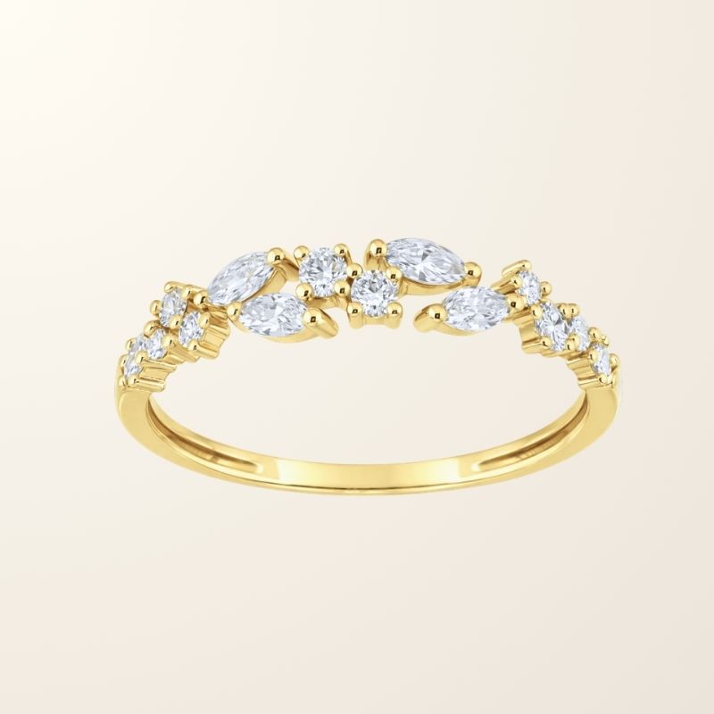 Bague Elsa - Or jaune 9cts & Diamants de synthèse