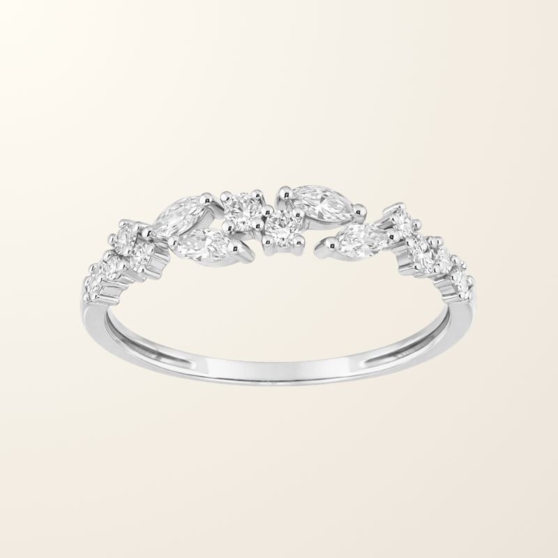 Bague Elsa - Or blanc 9cts & Diamants de synthèse
