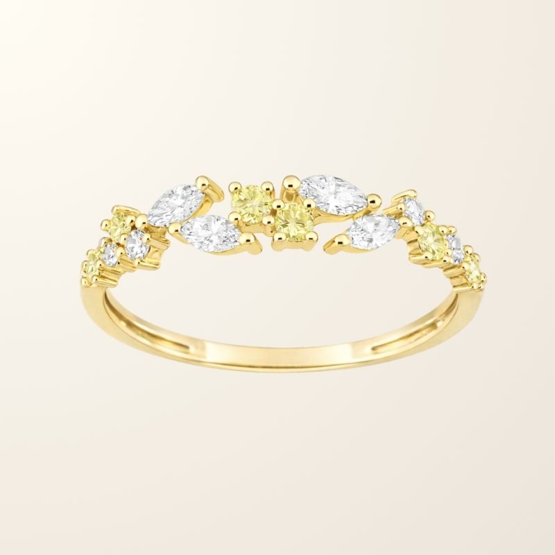Bague Gaëlle - Or jaune 9cts & Diamants de synthèse