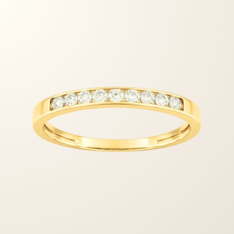 Bague Adèle - Or jaune 9cts & Diamants de synthèse
