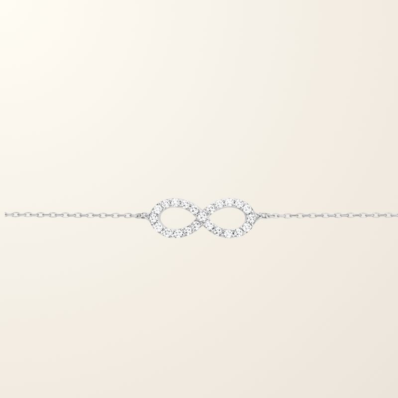 Bracelet Infini - Or blanc 9cts & Oxydes