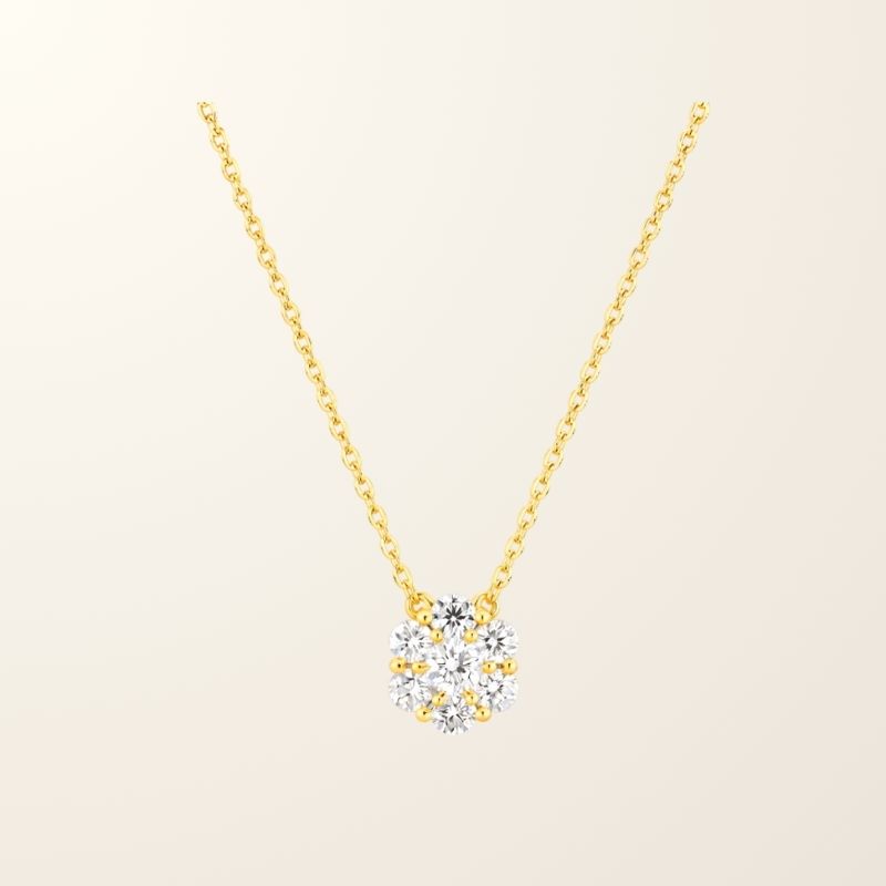 Collier Rose - Or jaune 9cts & Diamants de synthèse